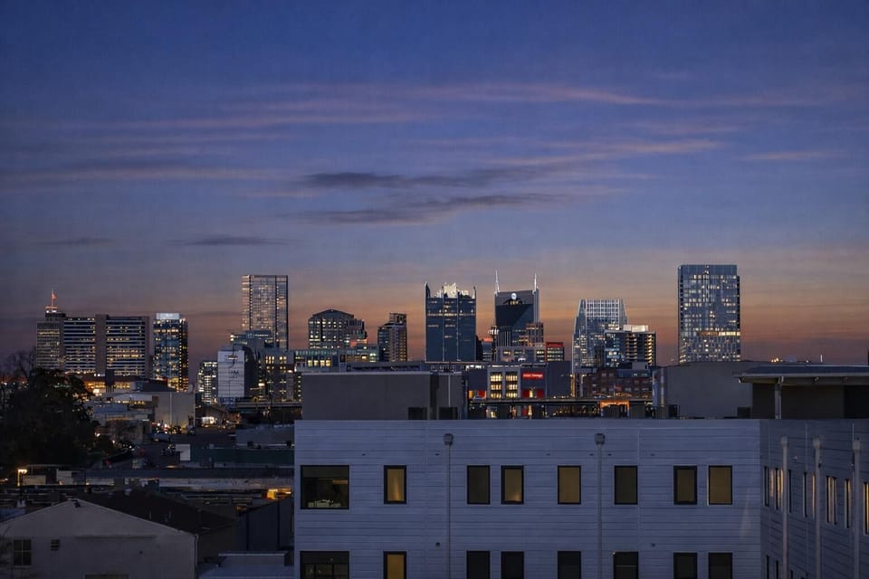 Enjoy sweeping skyline views from the rooftop patio.