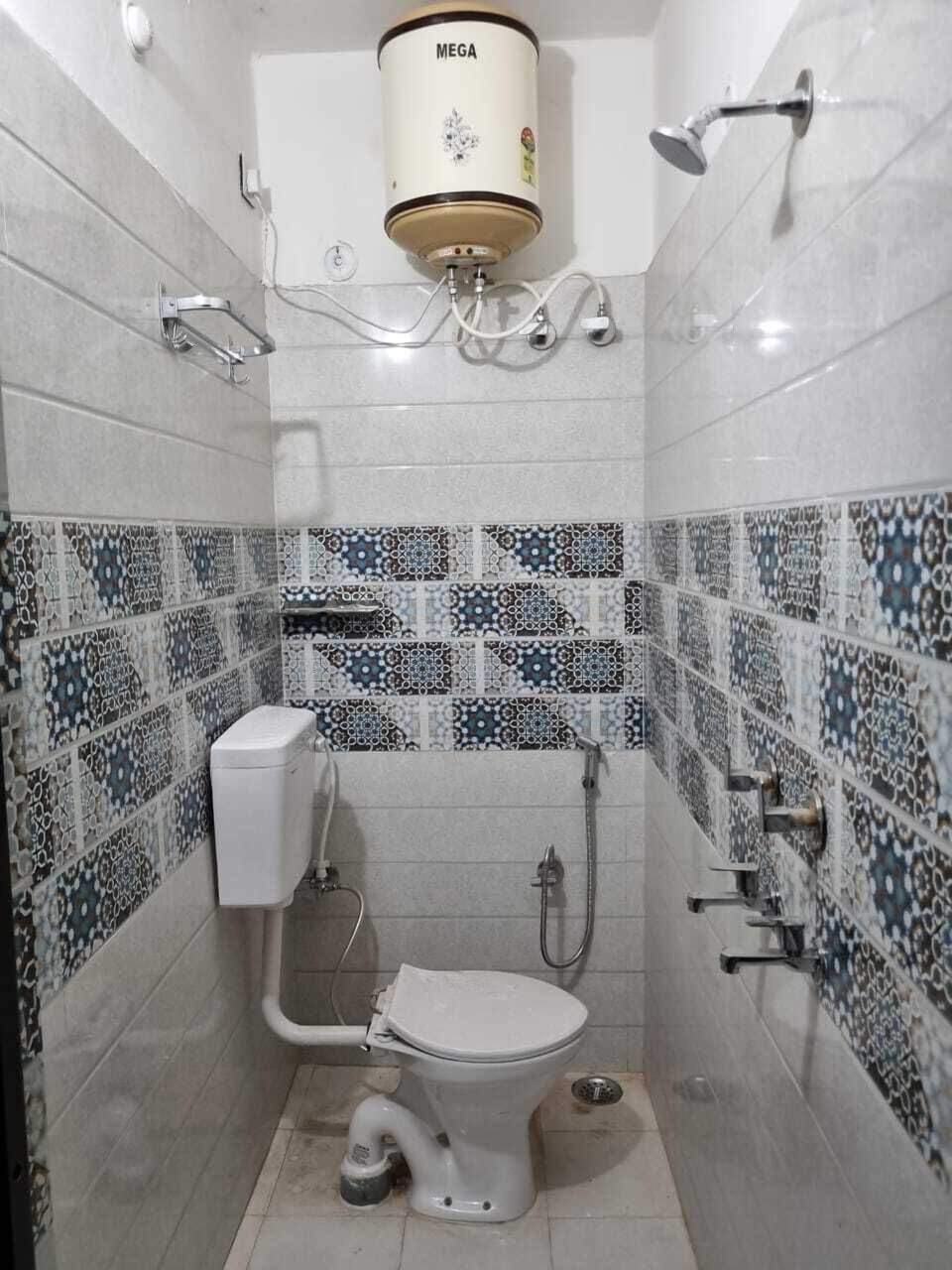 Shower, slippers, towels, soap