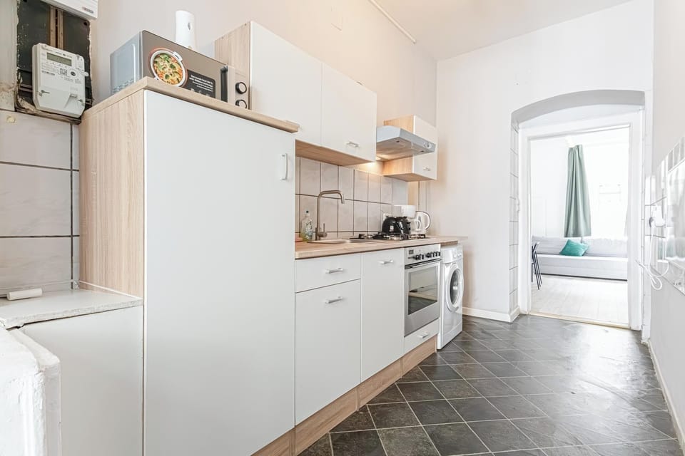 Basic Apartment | Private kitchen | Fridge, microwave, oven, stovetop