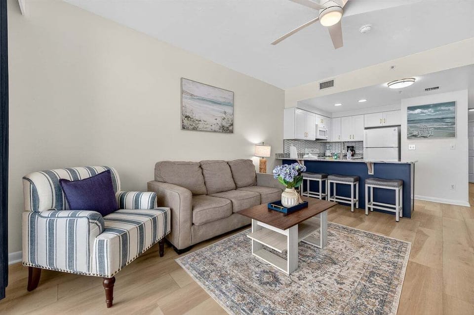 Living room and counter seating