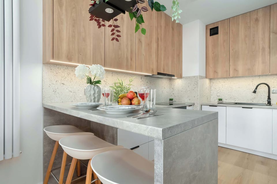 Kitchen & dining space – Fully equipped kitchen with dining area for family meals or romantic dinners.
