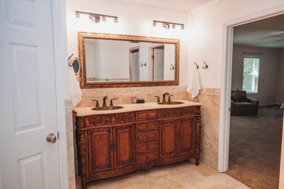 Master sink area, also has jacuzzi tub and shower