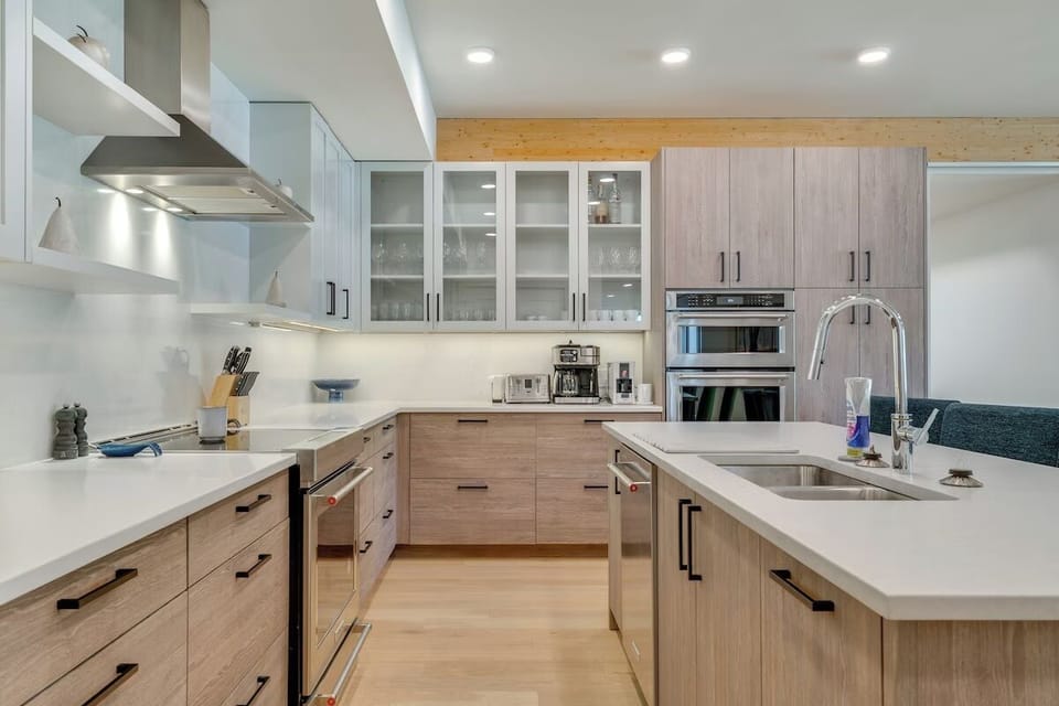 State of the art appliances including two ovens. 
