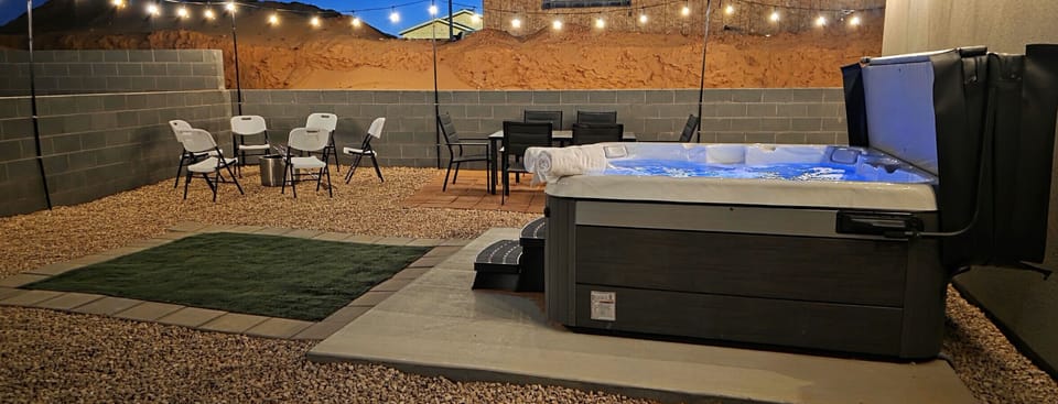 Hot Tub and Backyard
