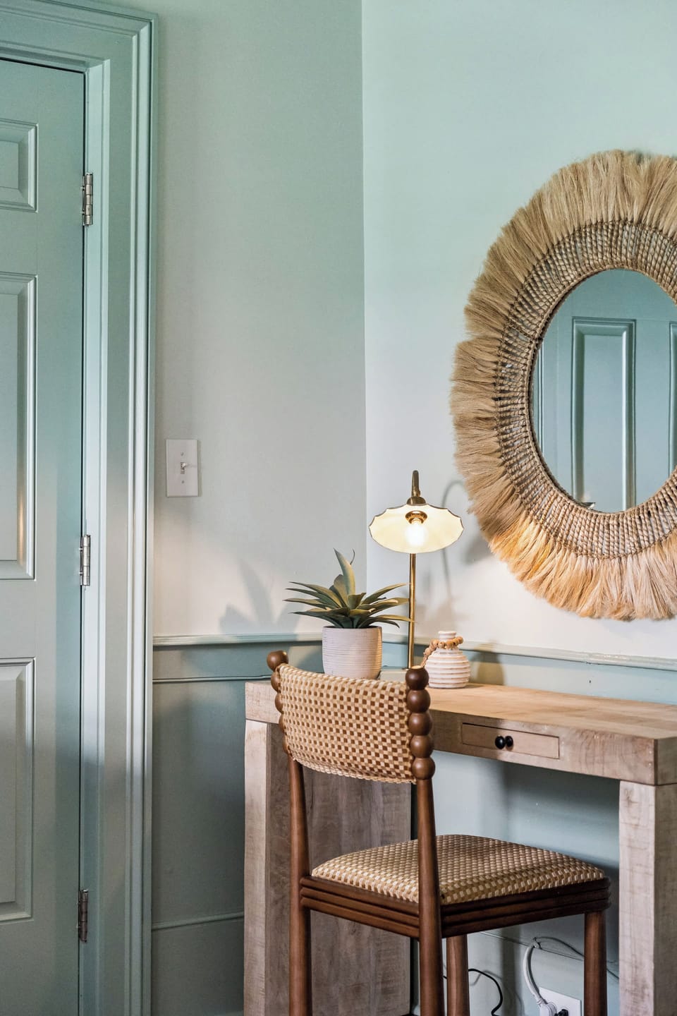 Bedroom #2: Designed with a king bed, Smart TV, beautiful natural light, and a stylish vanity that doubles as a workspace.