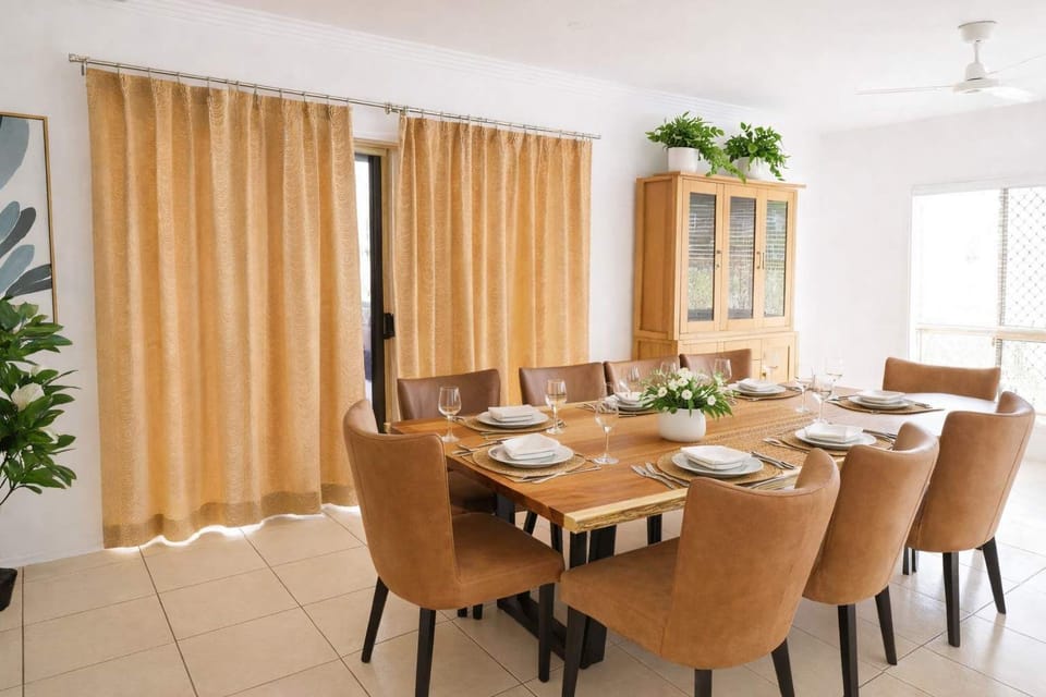 Enjoy meals together in the beautifully designed dining room, featuring a large table that comfortably seats 10. Every detail has been chosen for quality and comfort — ideal for memorable family gatherings.