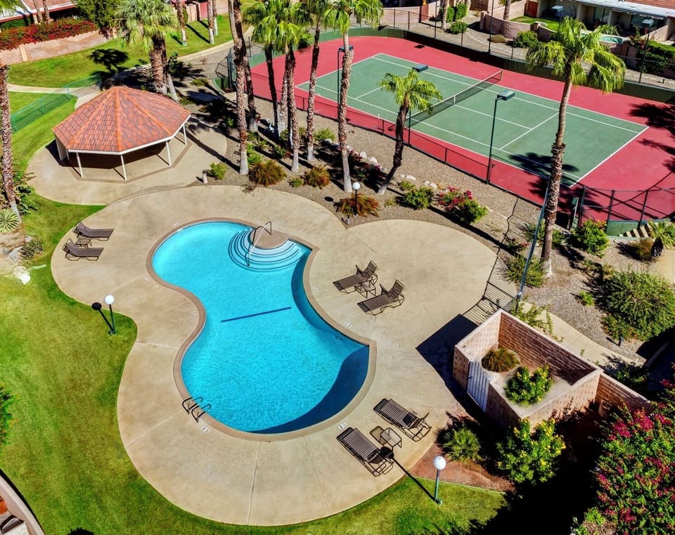 Community pool and tennis court