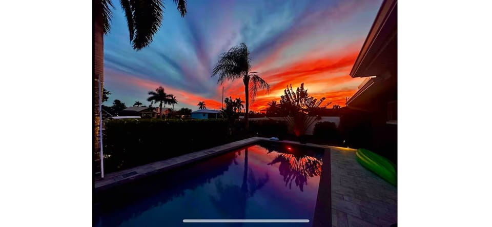 sunset poolside