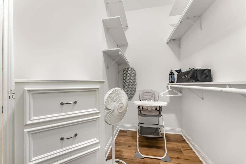 Well stocked amenities! We have an iron, steamer, high chair, and 2 pack in plays for the little ones. We also have multiple stand up fans for those like to sleep with one.