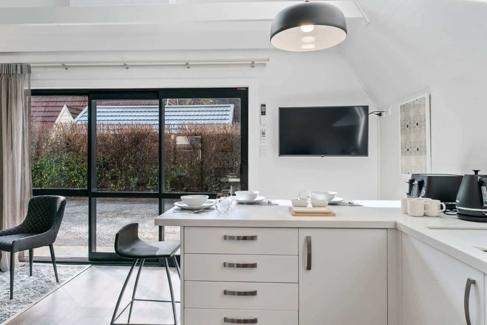 Enjoy meals or movie nights in this light-filled space