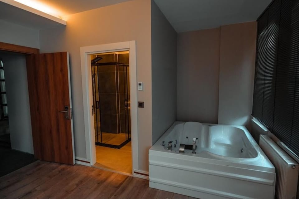 Deluxe Double Room, 1 Bedroom | Bathroom | Shower, hair dryer, slippers, towels