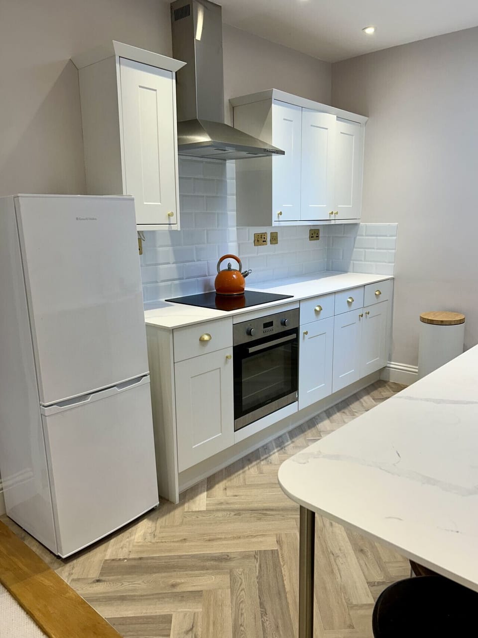 Fridge freezer, over and hob