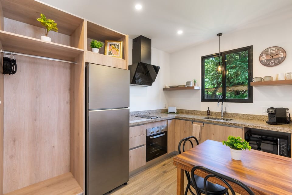 Family Villa, Private Bathroom, Pool View | Shared kitchen | Espresso maker, coffee/tea maker