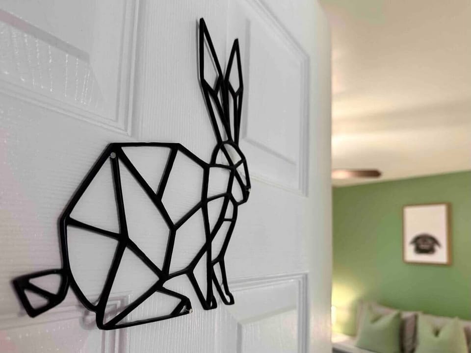 *Rabbit Eye Movement* spacious Rabbit Room located on 2nd floor with queen size bed, 55” 4K smart TV, ceiling fan, closet, work desk and chair.
