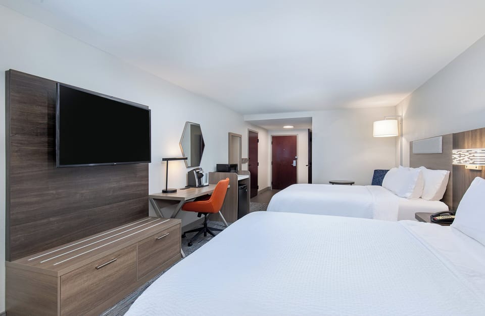 Standard Room, 2 Queen Beds, Accessible Bathtub (Communications) | Hypo-allergenic bedding available, desk, laptop workspace