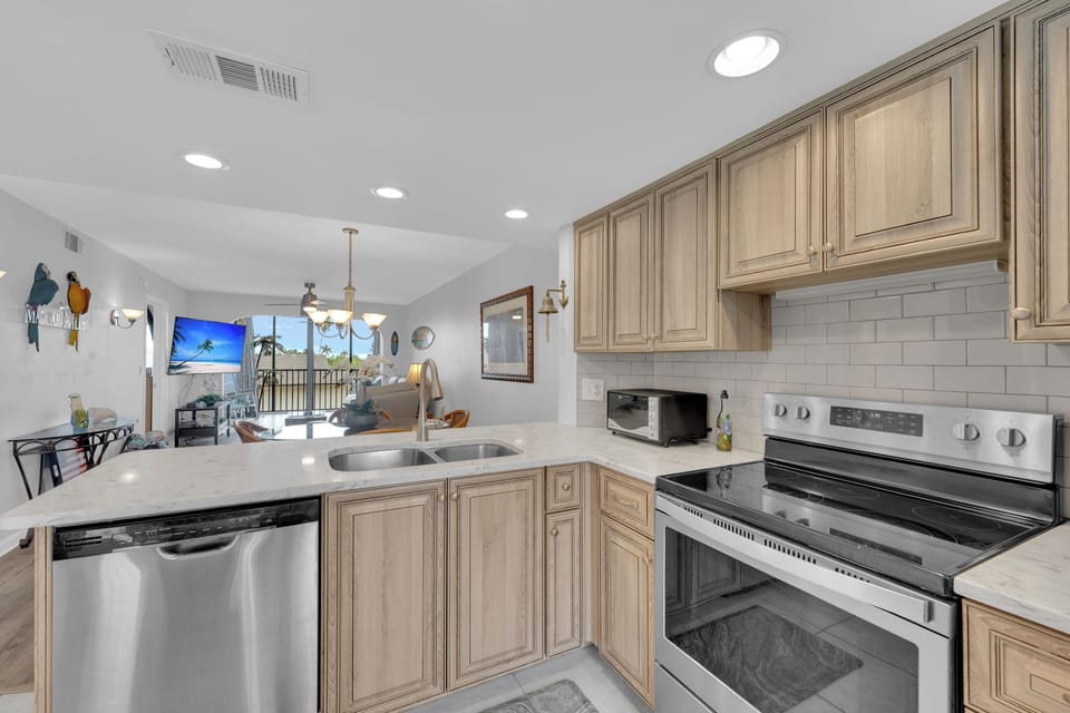 The kitchen in Fairview Isles 214 has everything you need to prepare meals