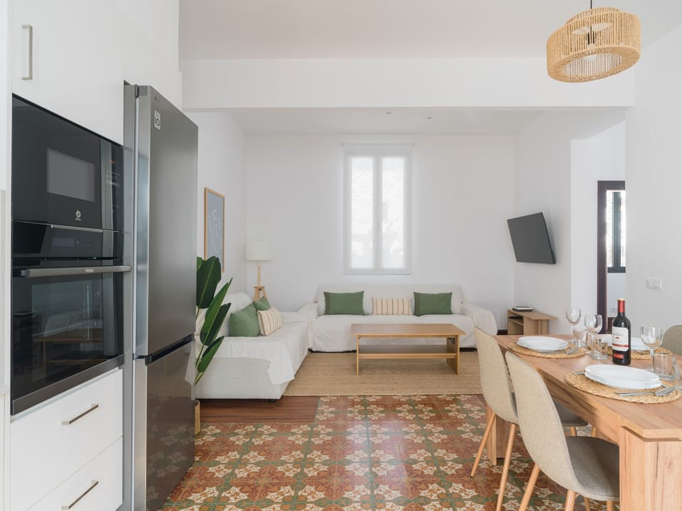 Living room with integrated kitchen