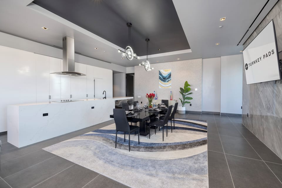 beautifully arranged dining area next to the kitchen