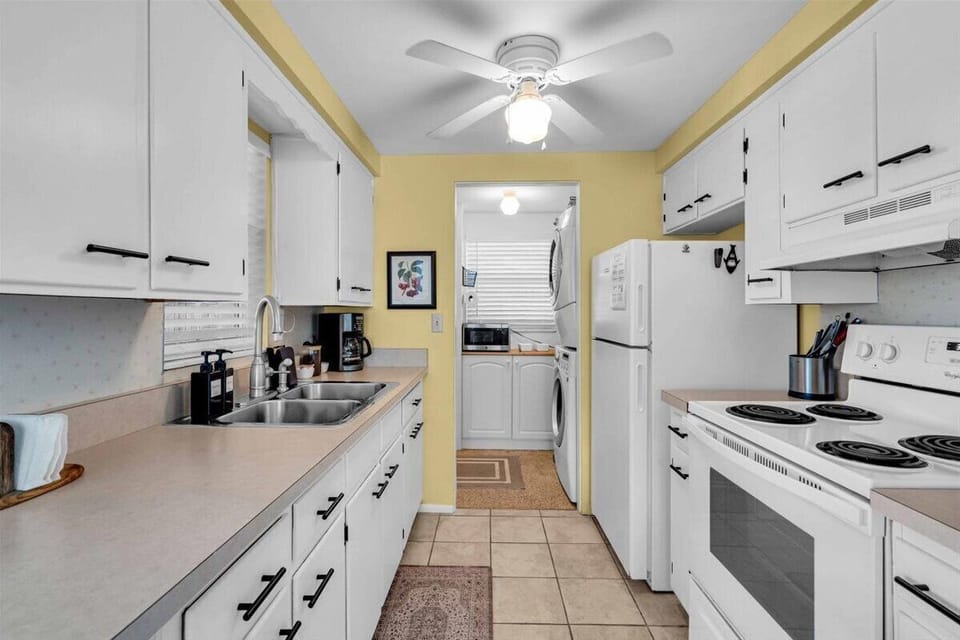 Kitchen area with everything you need for a stay-in getaway!