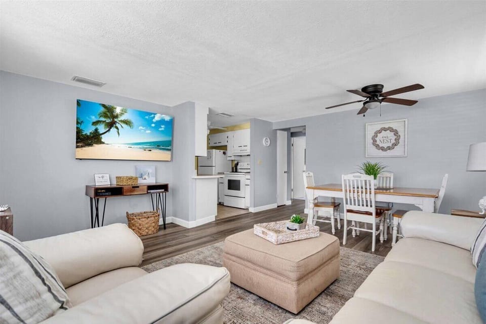 Living room, kitchen, & dining area