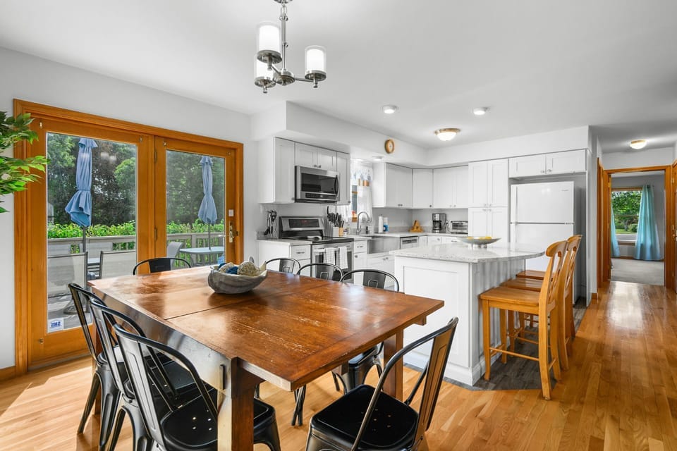 View of dining area and kitchen