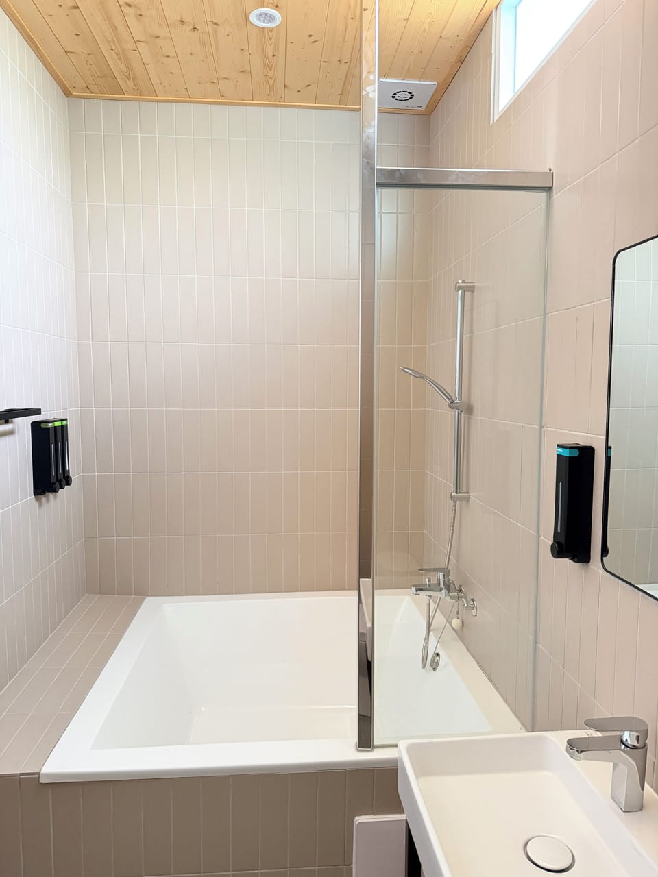 Basic Double Room, 1 Queen Bed, Non Smoking | Bathroom | Combined shower/tub, hair dryer, towels, shampoo