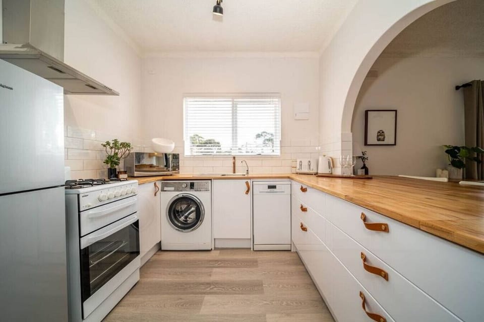 Prepare simple meals in the well-equipped kitchen, with everything close at hand.