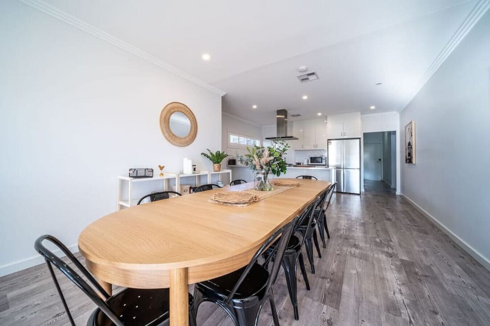 The open-plan dining and kitchen area creates an easy flow for entertaining.