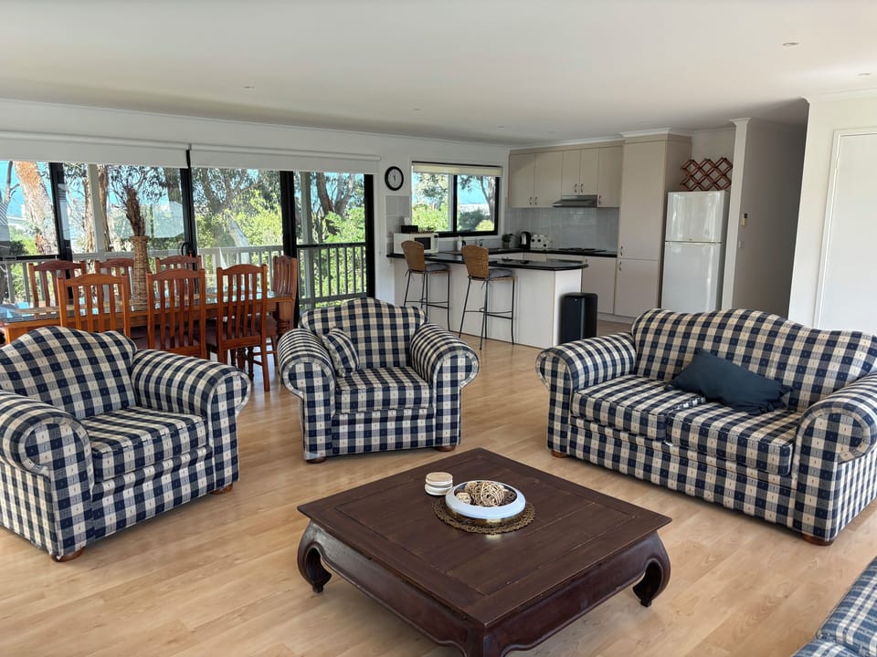 Upstairs (main) Lounge overlooking huge gumtrees