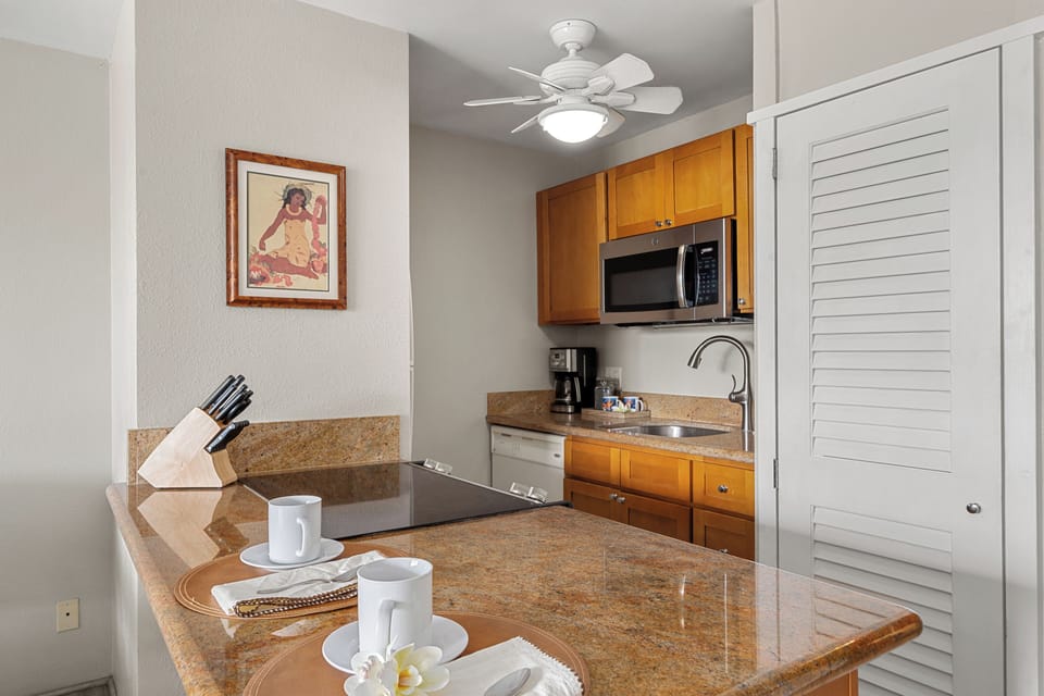 Modern Kitchen with Wooden Cabinets & Granite Counters