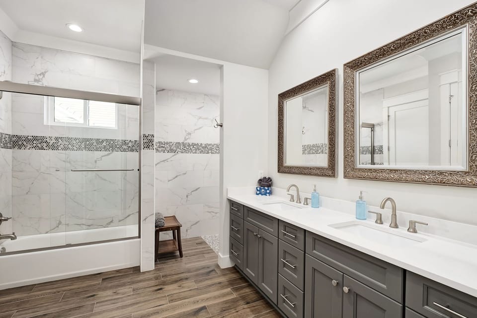 Private Bathroom #1 includes a Jack-and-Jill vanity and generous storage space.