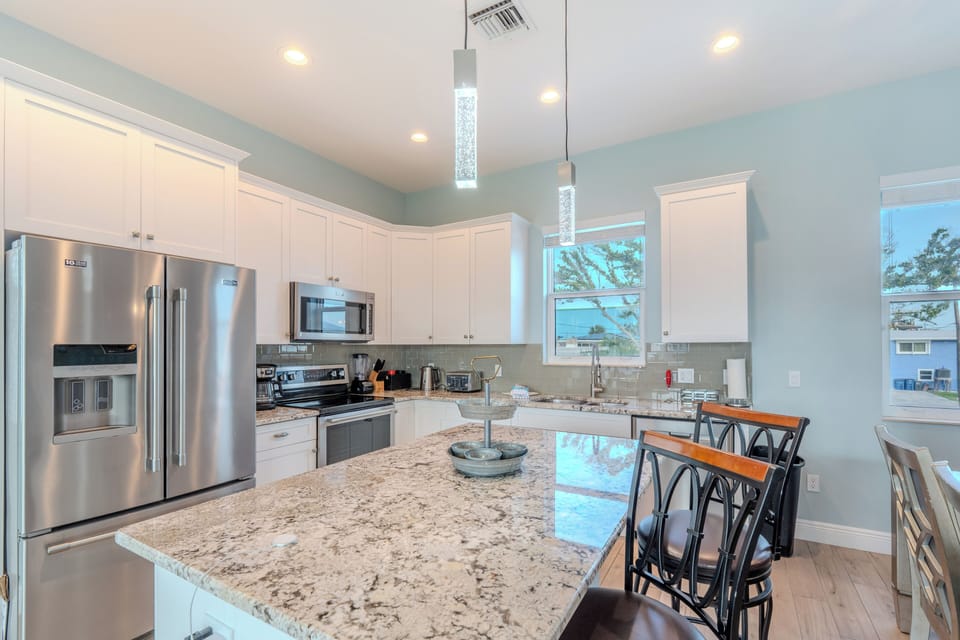 Breakfast bar seating options.