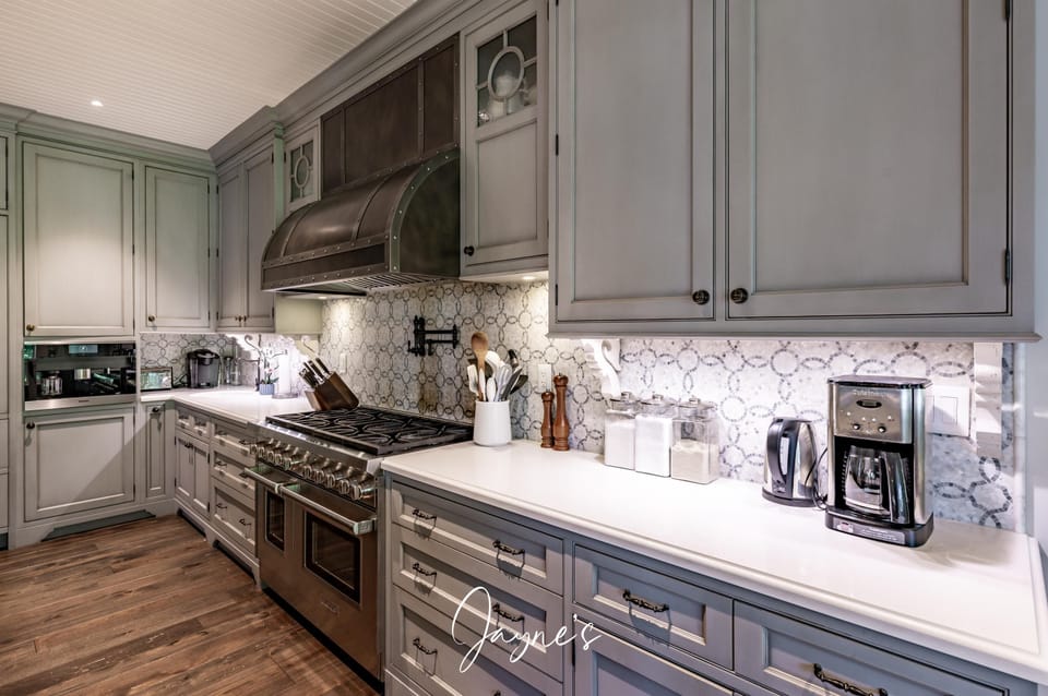 Gourmet kitchen with sleek cabinetry and modern appliances