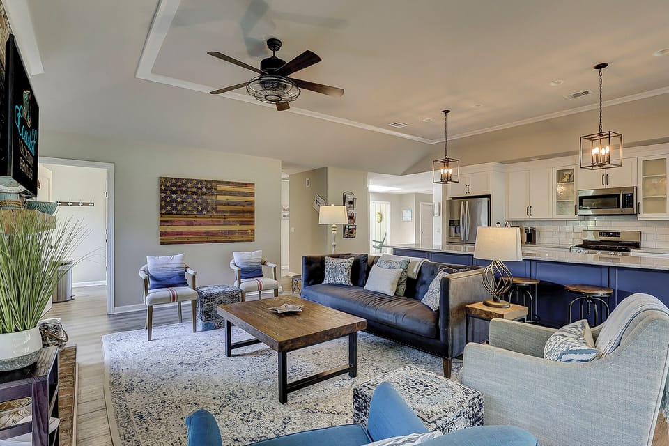 Main living area with flatscreen tv.