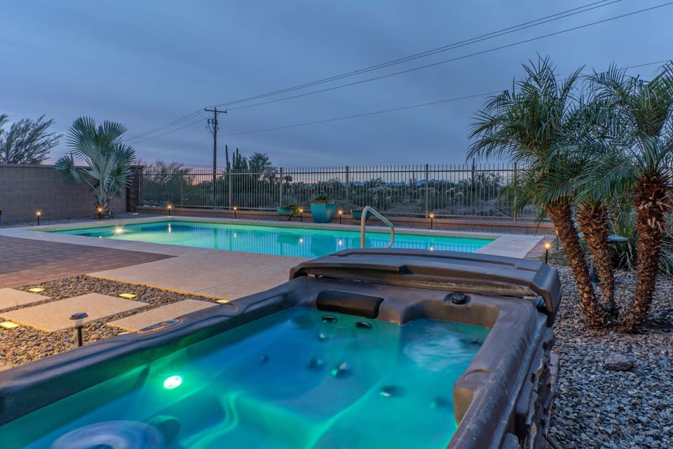 Above ground hot tub accommodates two for a romantic interlude.