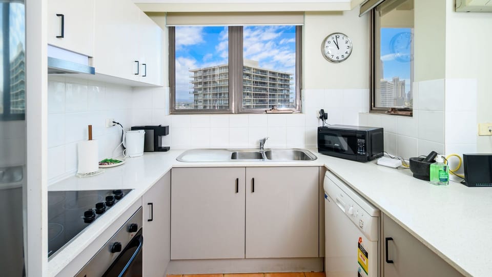 Fully equipped modern kitchen with ocean glimpses