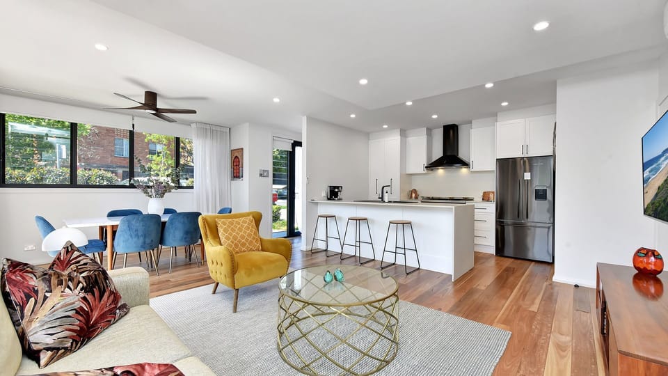 Contemporary living area with warm, inviting décor