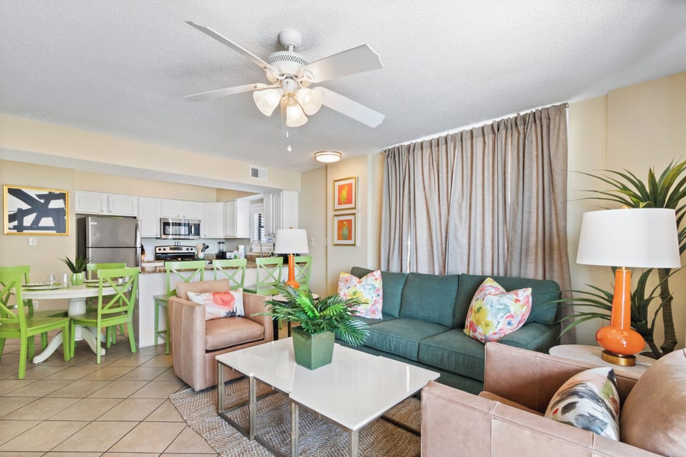 Signature Condo, 3 Bedrooms, Pool Access, Beach View | Living room | 32-inch Smart TV with digital channels