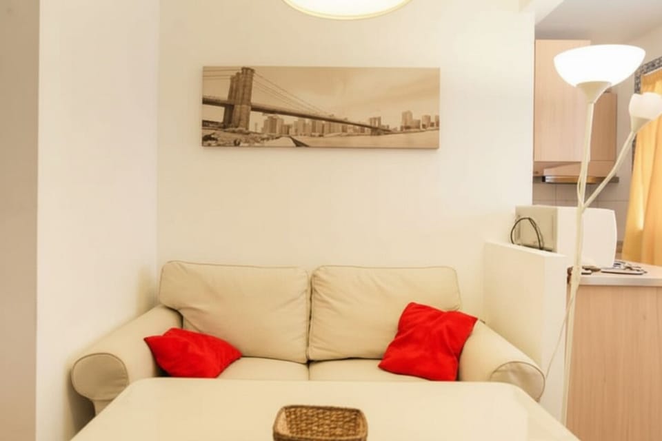 Cozy Living Area with Art Piece