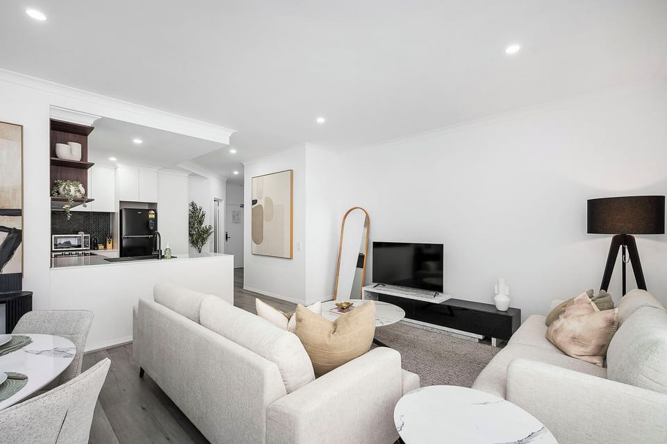 Modern living space with warm tones and a welcoming atmosphere.