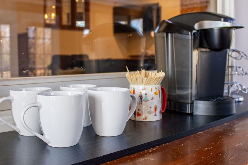 Coffee station in sunroom