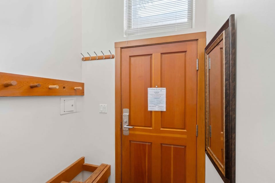 Mudroom entrance has space to store boots and gear