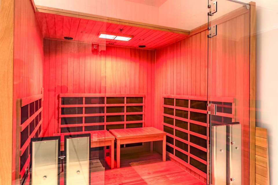 Community infrared sauna available for all residents — perfect for wellness and recovery 24/7 access with your key fob