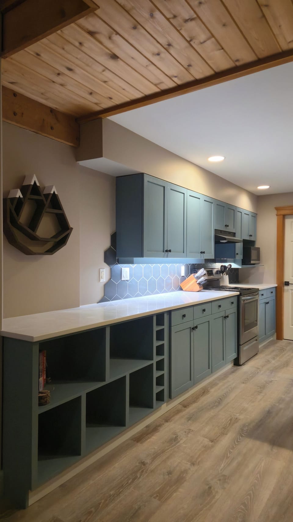 Kitchen with brand new counters and wine bar extension.