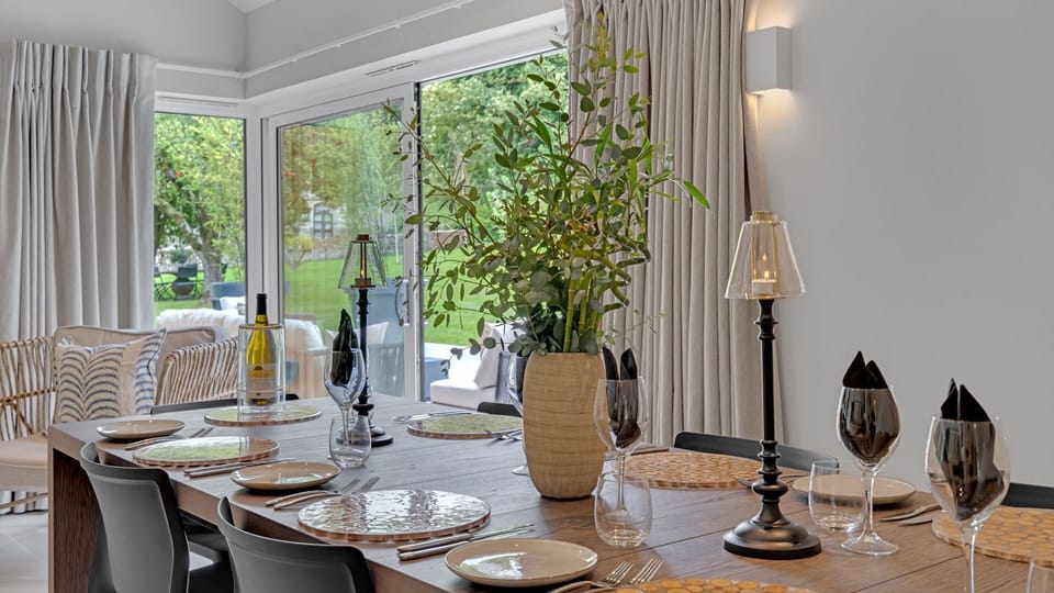 The dining area sits six with plenty of room for serving a feast.