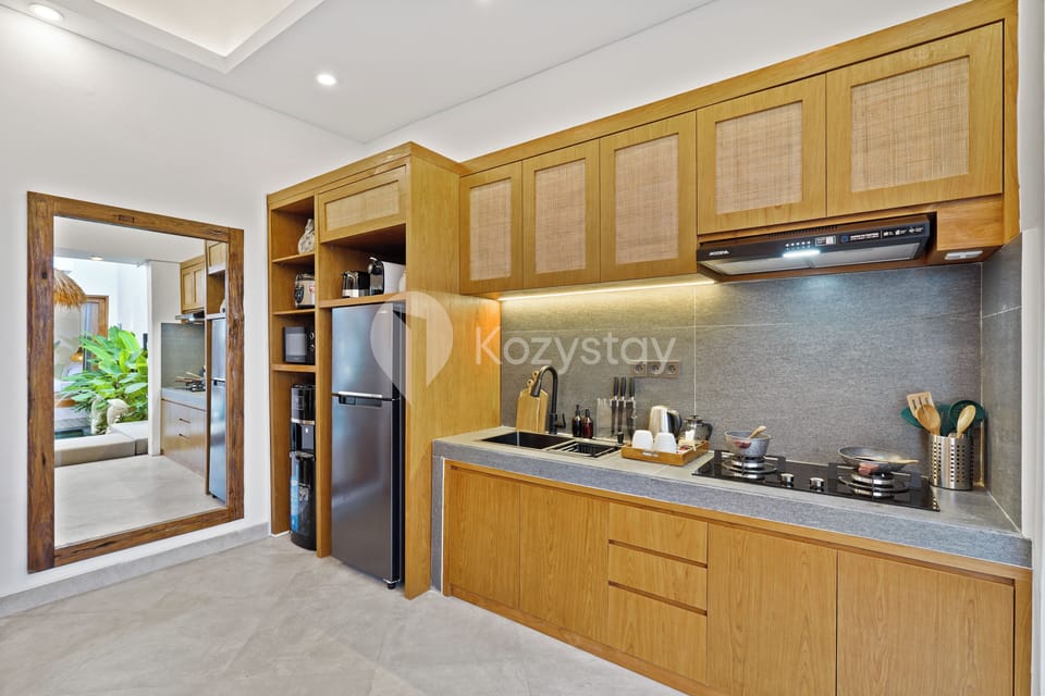 Villa, 3 Bedrooms, Balcony, Pool View | Private kitchen | Full-size fridge, microwave, stovetop, toaster
