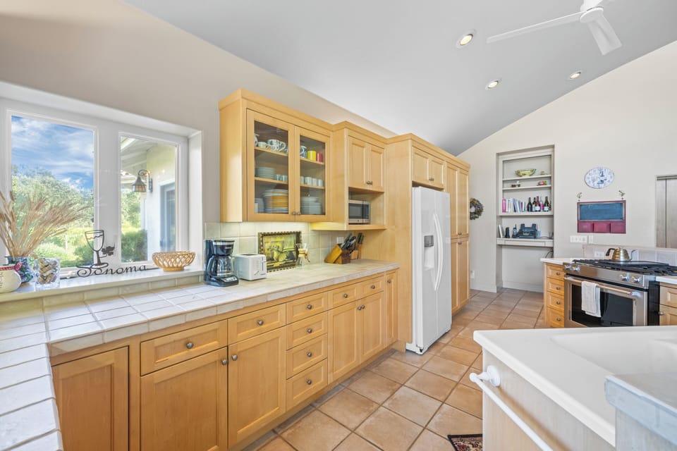 Chef’s kitchen with ample storage.