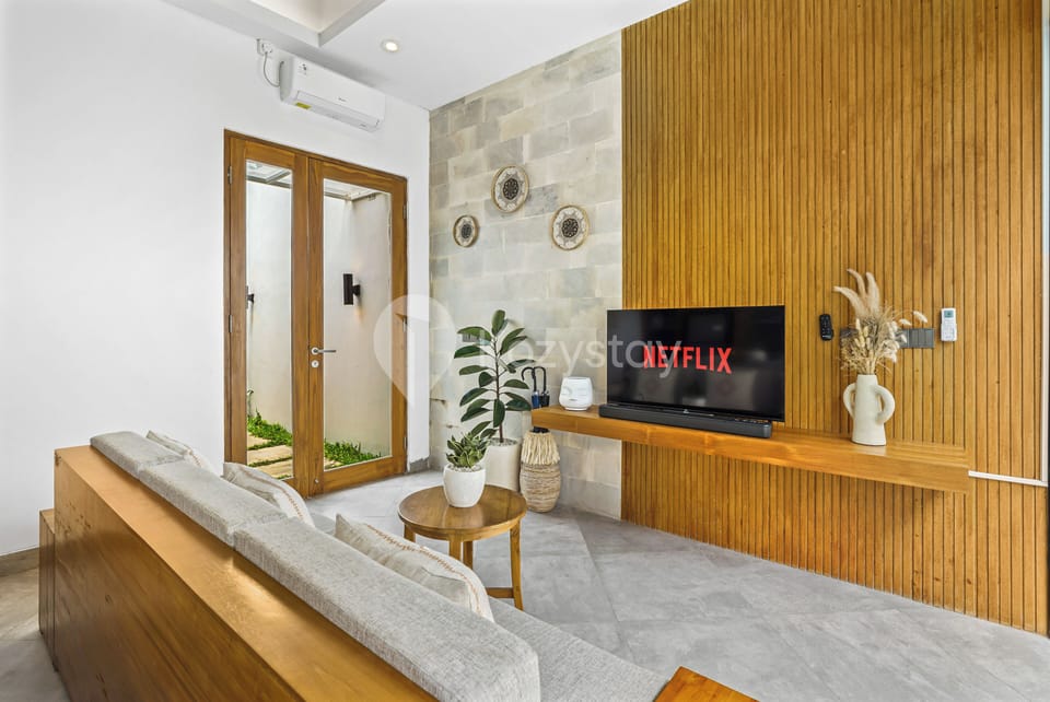 Villa, 2 Bedrooms, Balcony, Pool View | Living area | 43-inch Smart TV with cable channels, Netflix, streaming services