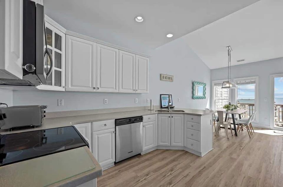 Kitchen connects right to the living space.