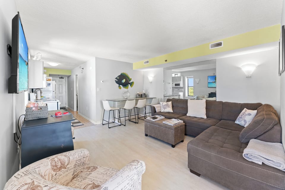 Spacious living room area with balcony access